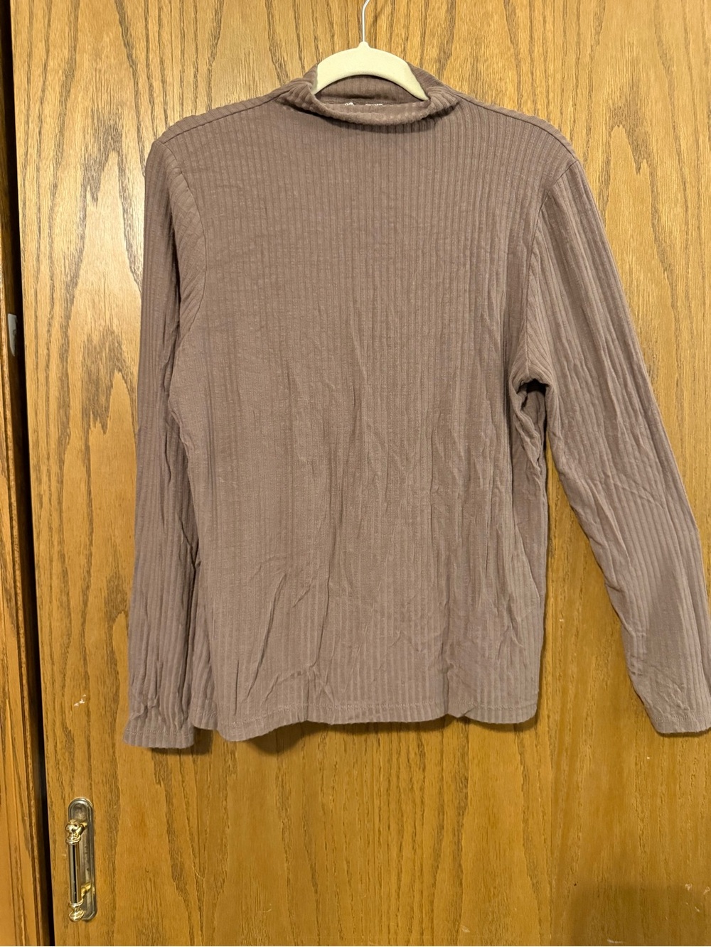 Christian Siriano Ribbed Long-Sleeve Shirt - Taupe Brown